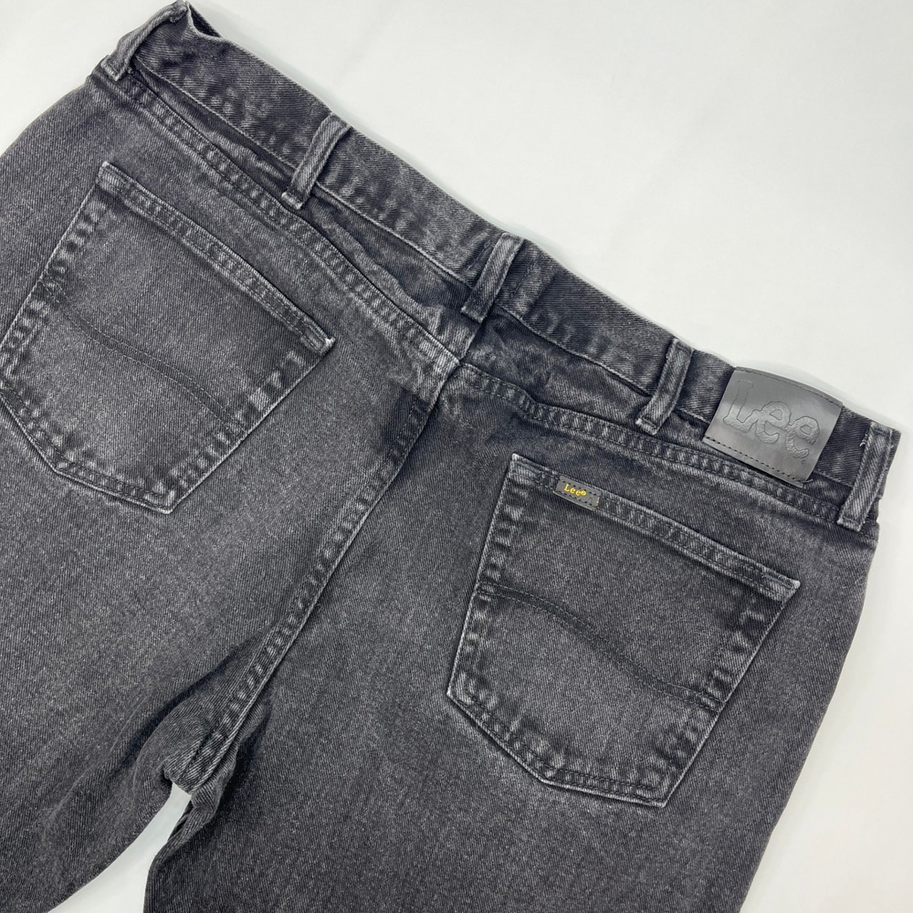 Lee Regular Fit Jeans Mens 42x30 Faded Black Washed Denim Straight Leg 5-Pocket